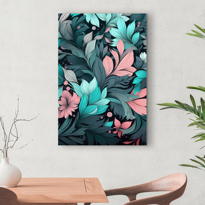 Neon Leaves - Pink Canvas Art for Stylish Home Decor