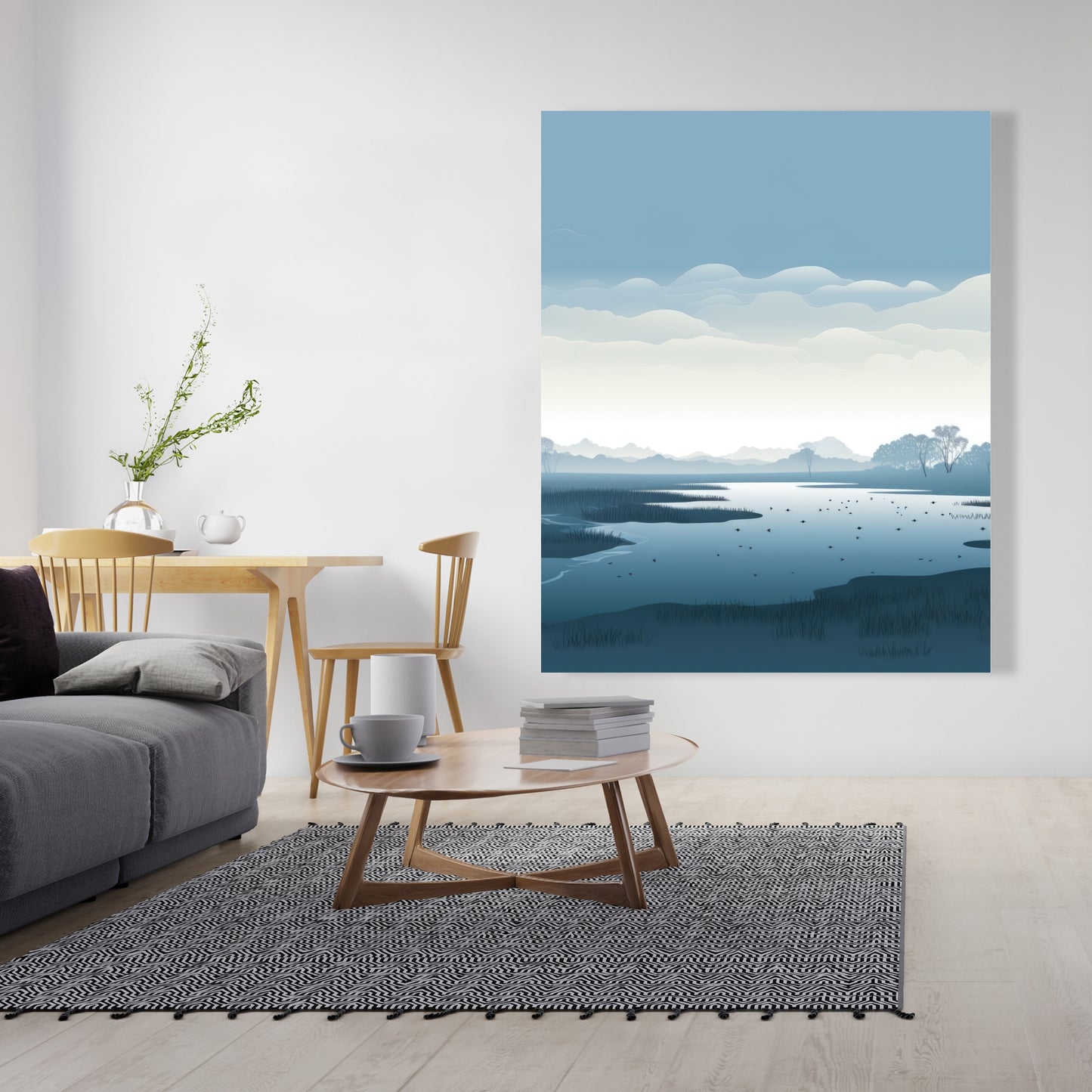 Minimalist Swamp - White Canvas Home Decor | Modern Art
