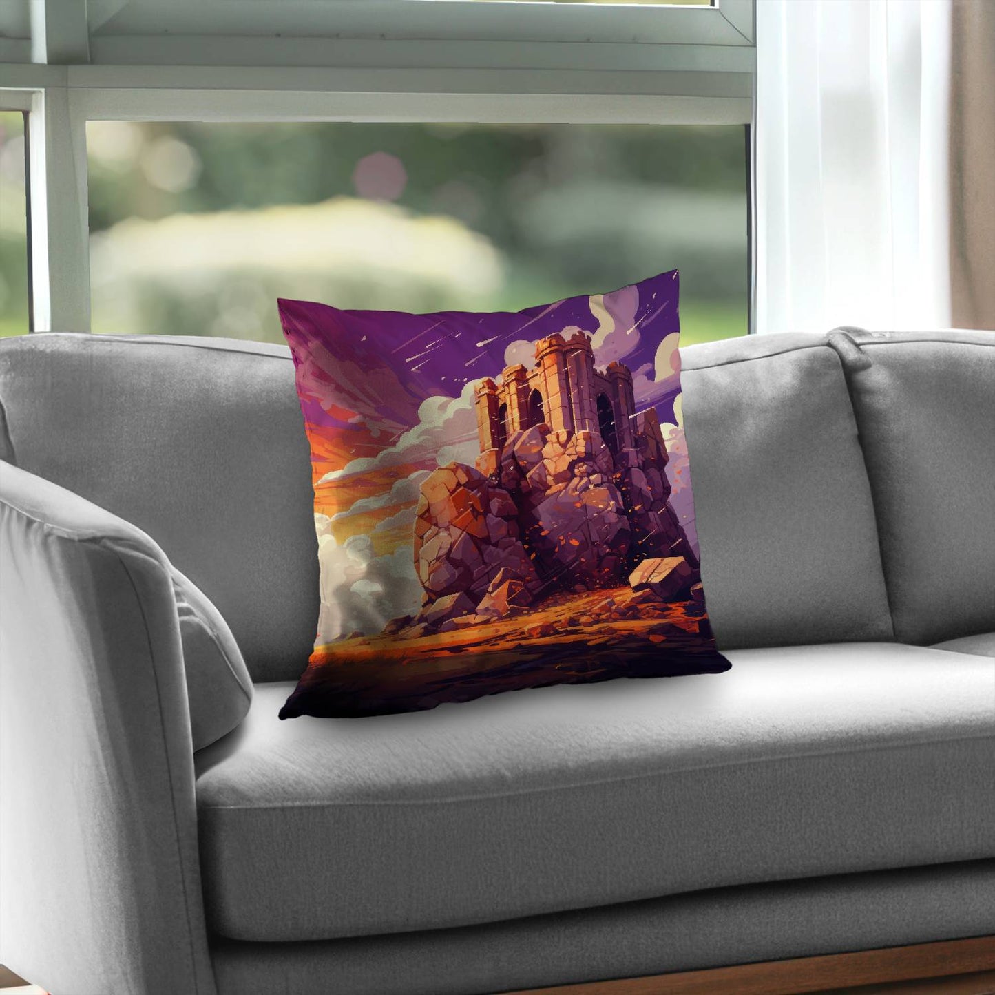 Coussin décoratif en sergé de polyester « Les Derniers Vestiges » pour la maison