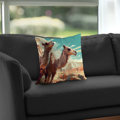 Two Camels Poly Twill Throw Pillow | Stylish Home Decor
