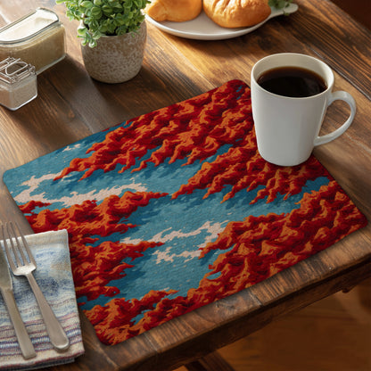 Red Mounds Braided Polyester Placemats for Home Decor