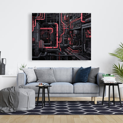 Tubular Nightmare - Gray Canvas Art for Home Decor