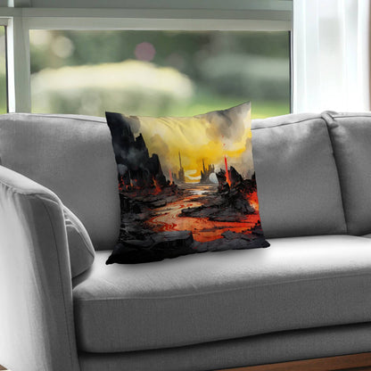 Charred Yellow Poly Twill Throw Pillow - Home Decor Insert