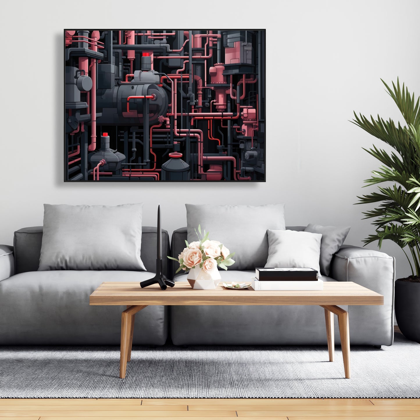 Dark pipes - 36"x36" Framed canvas