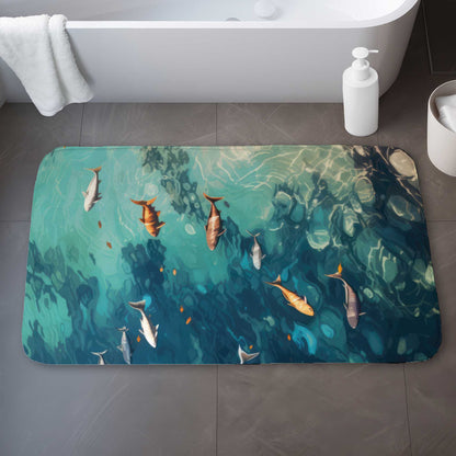 Swim Ahead Bath Mat - Stylish Home Decor, Non-Slip Comfort