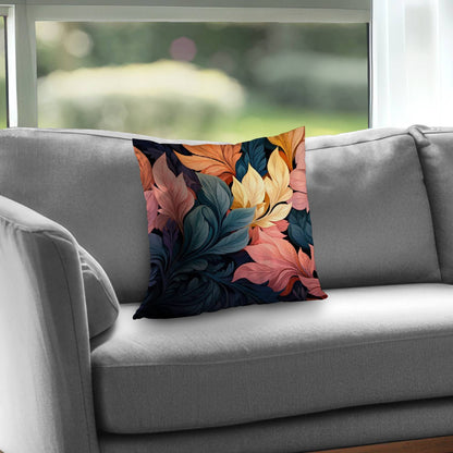 Coussin décoratif en sergé de polyester gris pastel fleuri | Décoration
