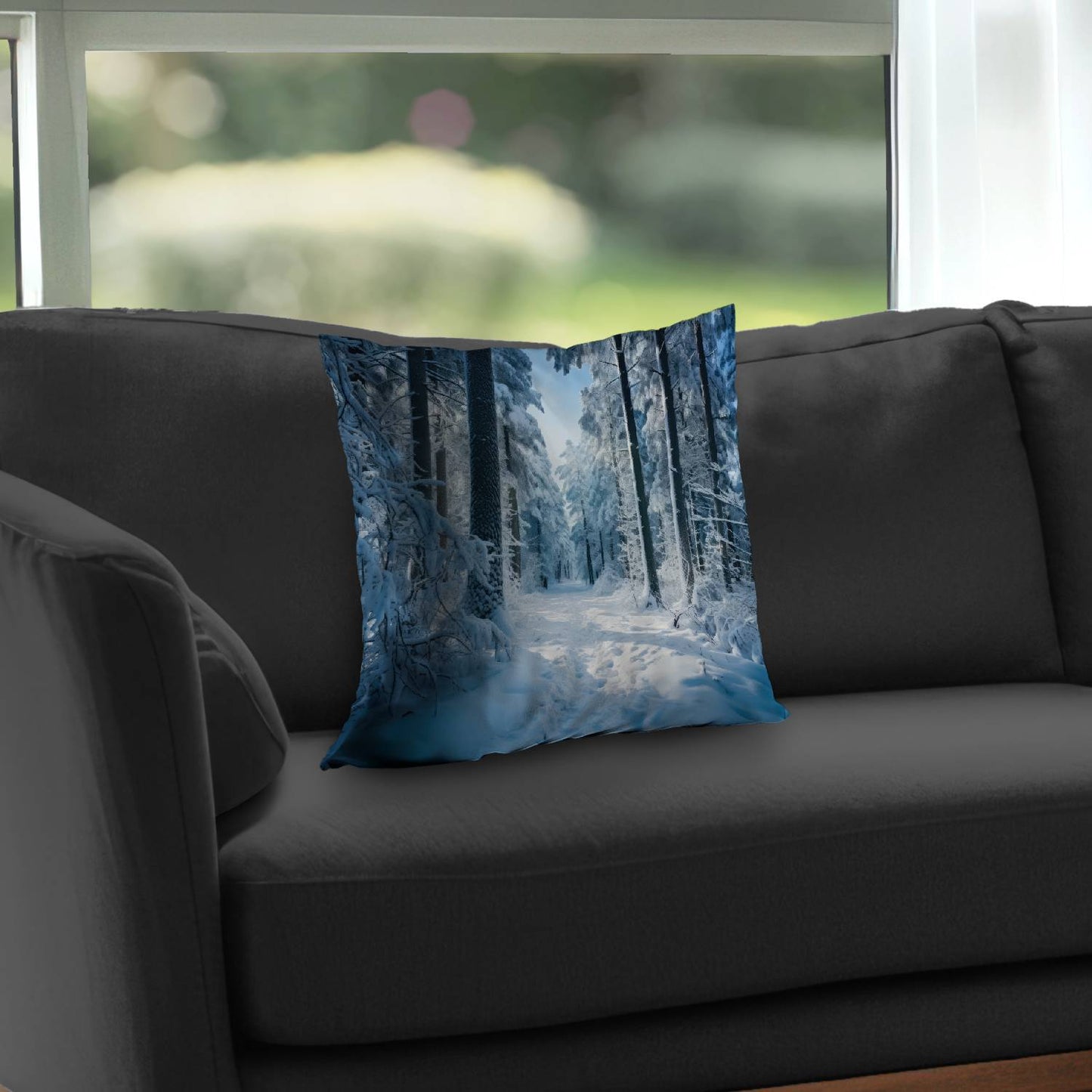 Coussin décoratif en sergé polyester Cold Forest | Accessoire de décoration intérieure