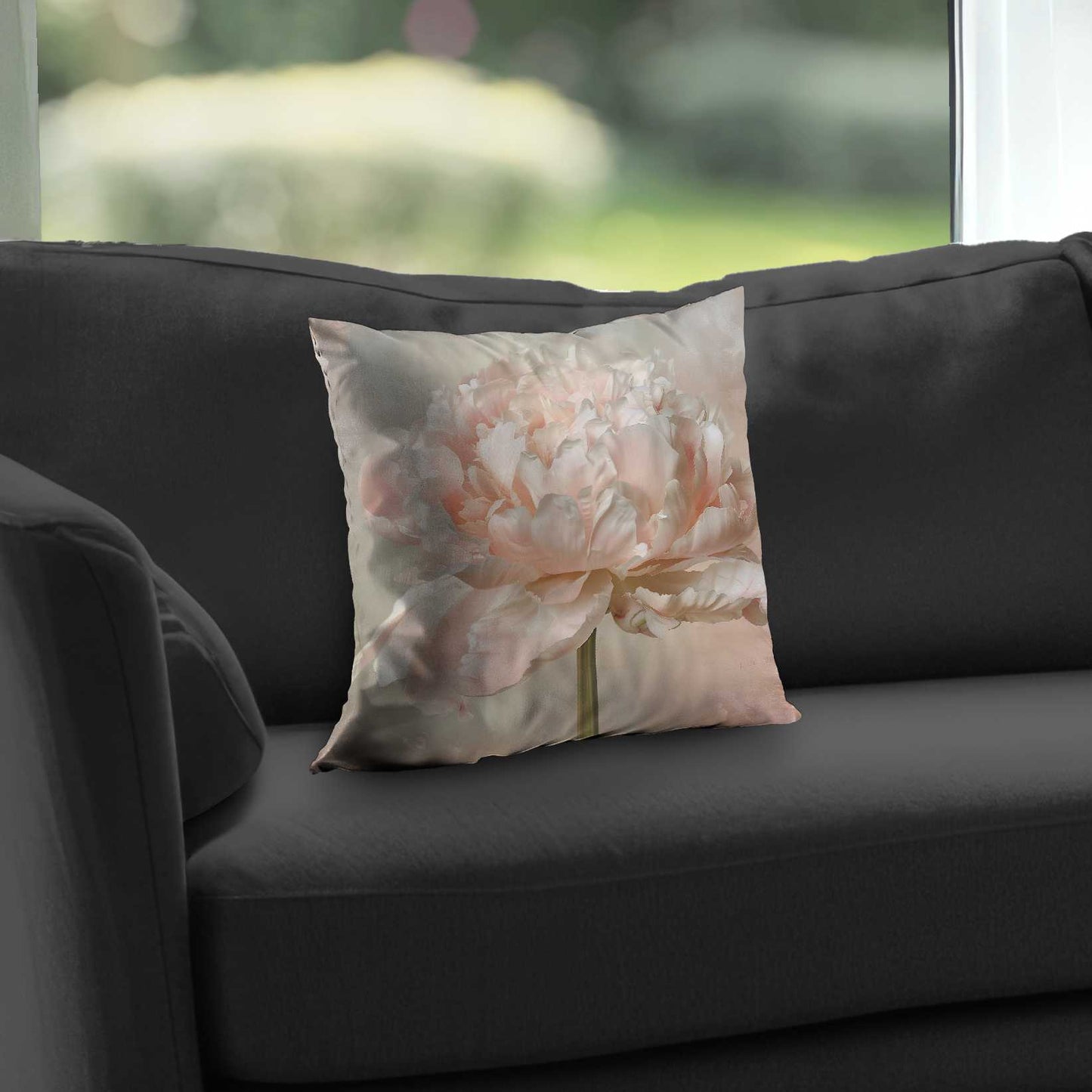 Peony Poly Twill Throw Pillow - Elegant Home Decor Accent