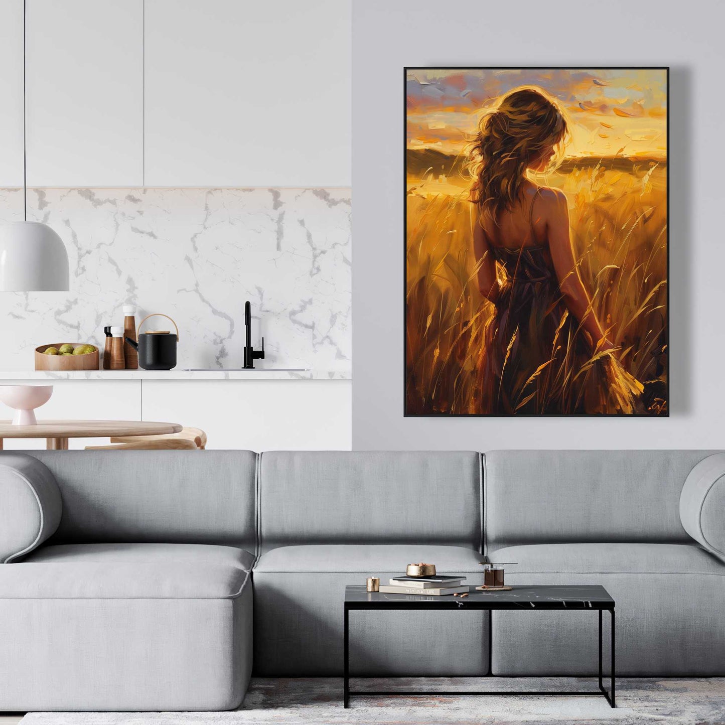 Warm Field - Yellow Framed Canvas for Home Decor | Art Print