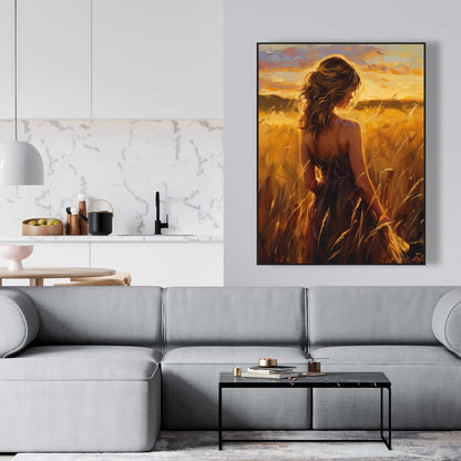 Warm Field - Yellow Framed Canvas for Home Decor | Art Print