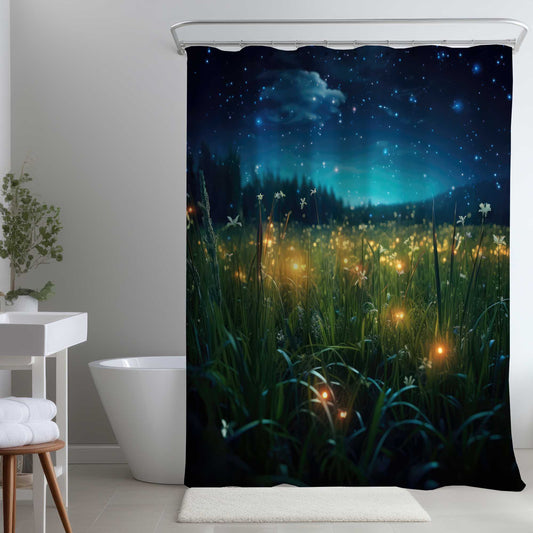 Rideau de douche Lucioles la nuit | Décoration d'intérieur