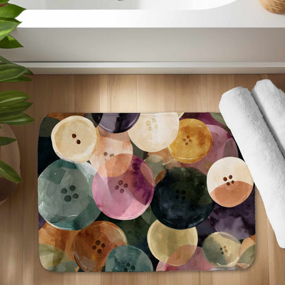 Tapis de bain fantaisie boutonnée et colorée | Tapis décoratif vibrant pour la maison