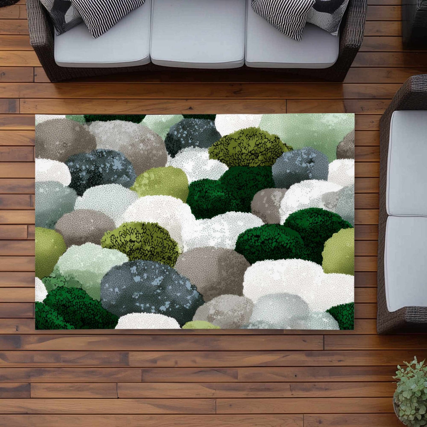 Tapis d'extérieur en galets moussus | Accessoire de décoration intérieure