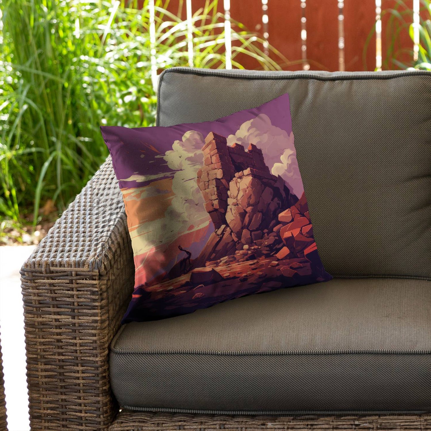 Standing above - Throw pillow - Print on demand