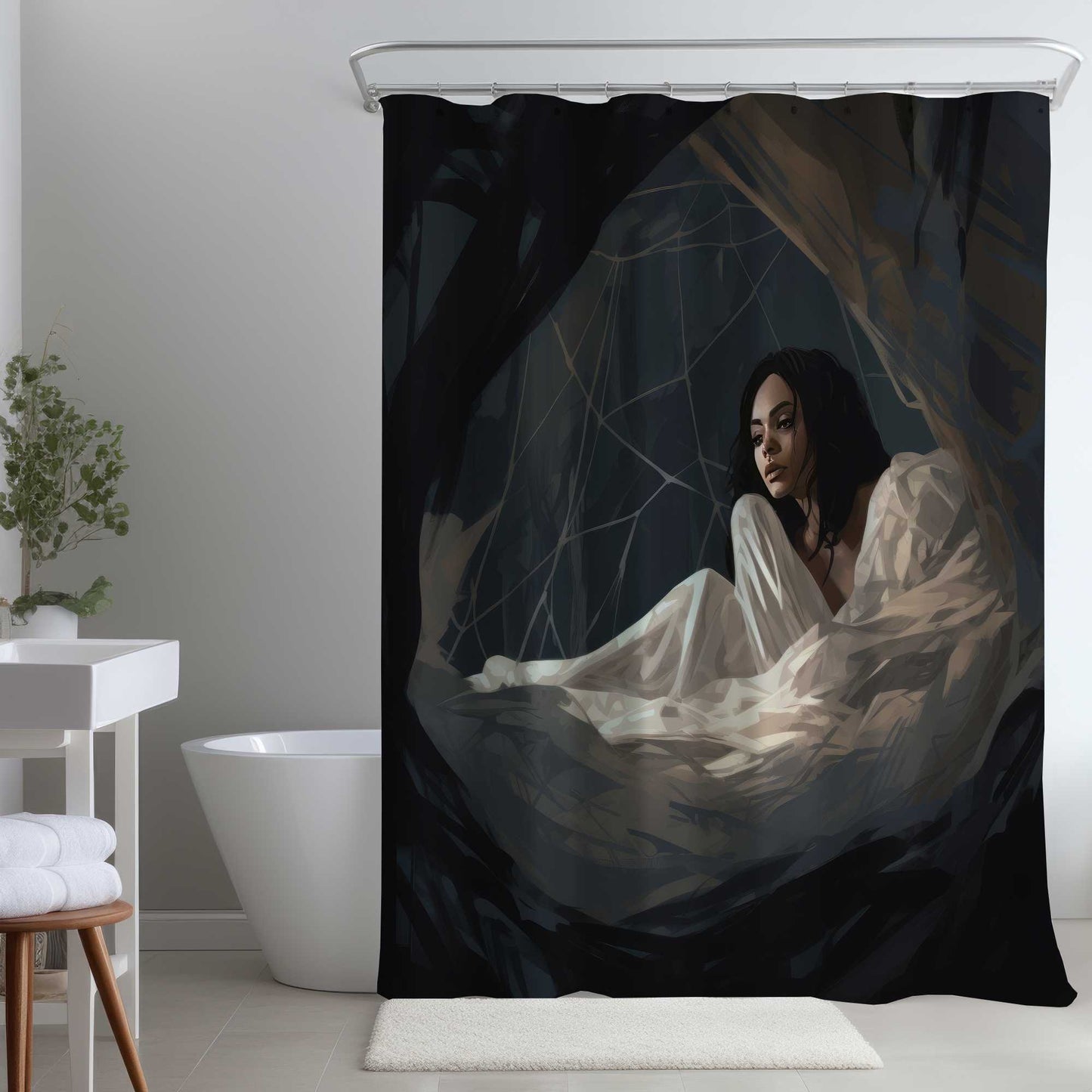 Rideau de douche Princesse Araignée | Décoration de salle de bain unique