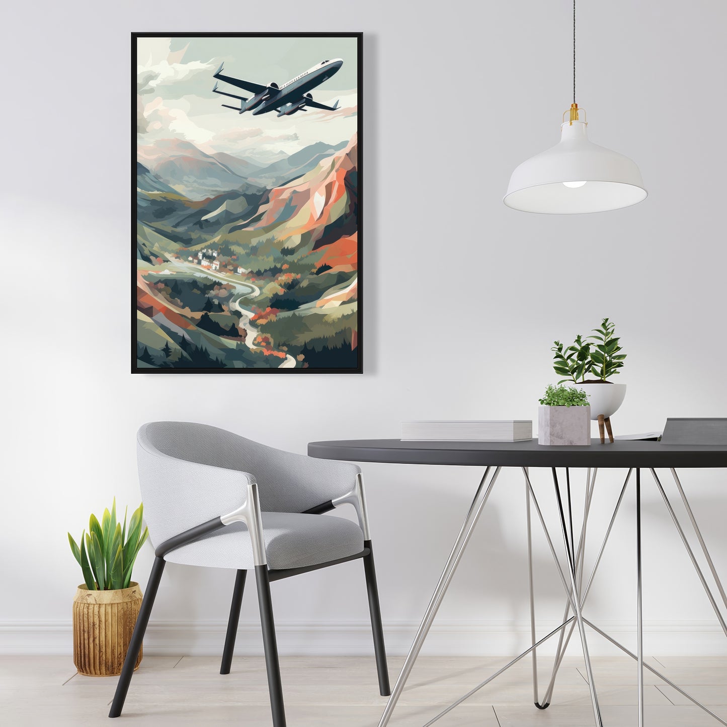 Shallow Flight - Green Framed Canvas Home Decor Art