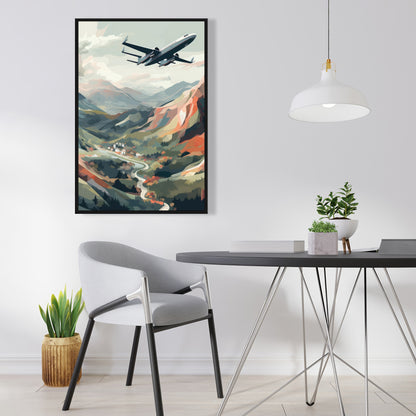 Shallow Flight - Green Framed Canvas Home Decor Art
