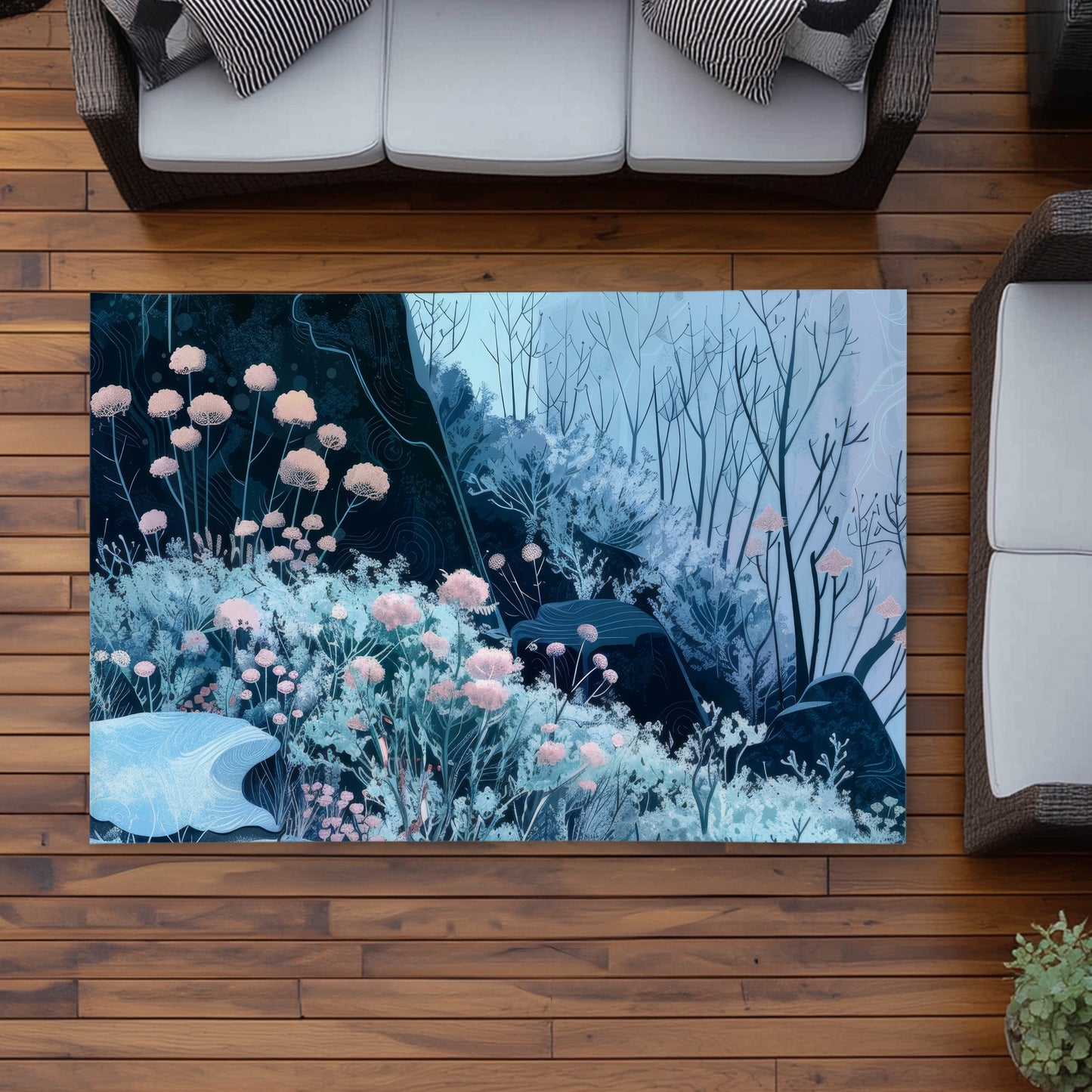 Annual Freeze Blue Outdoor Area Rug | Home Decor Essentials