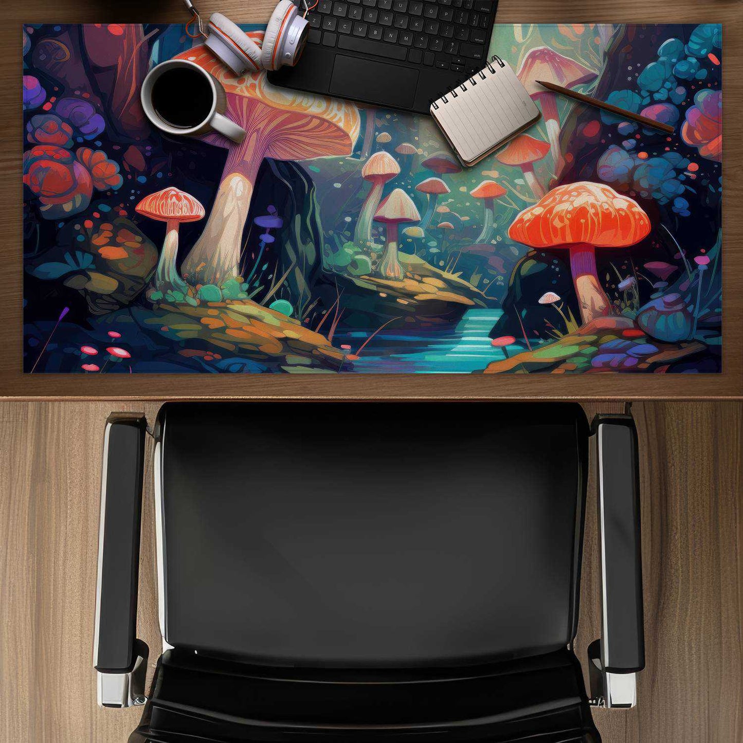 Whimsical Forest Blue Desk Mat | Home Decor Accessory