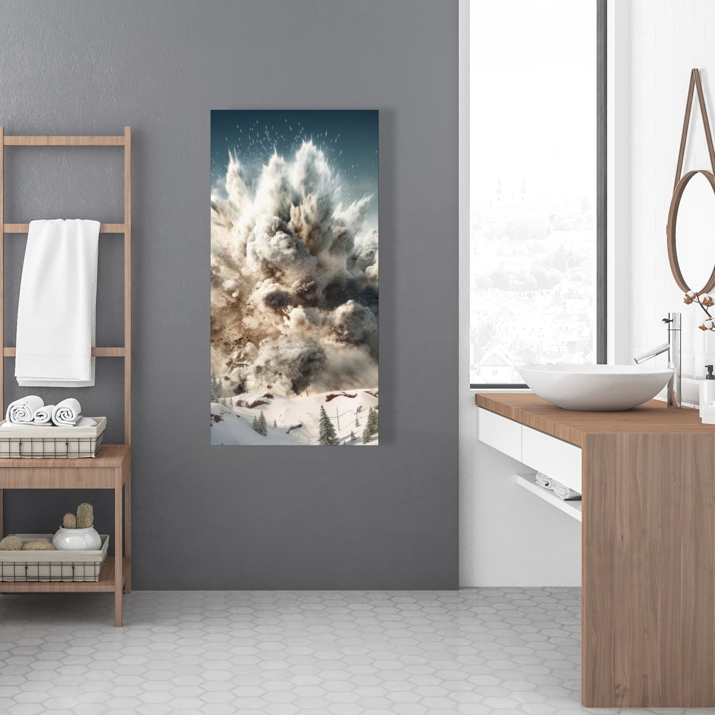 Ruined Excursion - Gray Canvas Art for Home Decor