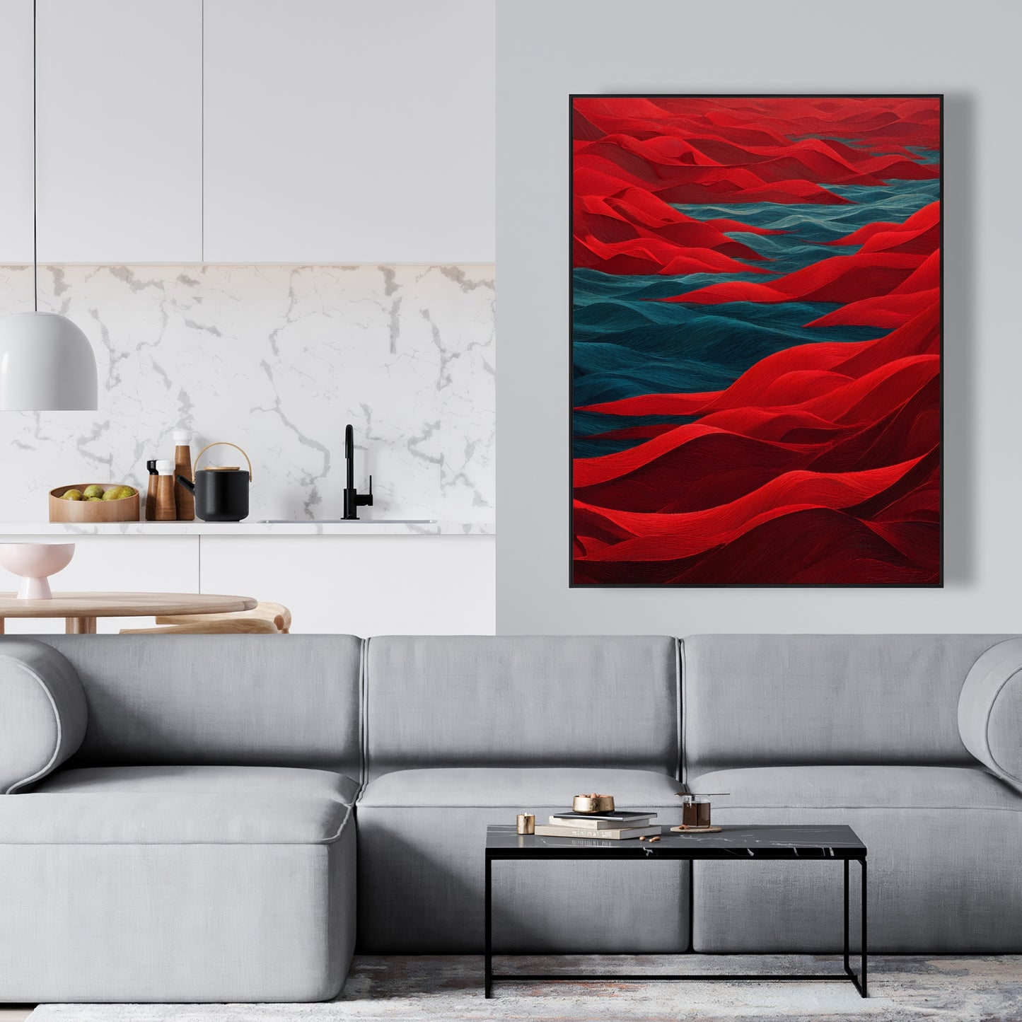 Red Sea - Red Framed Canvas Art for Home Decor