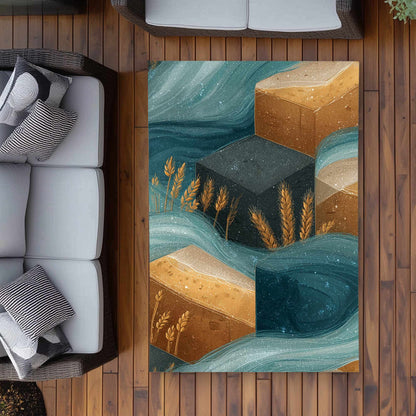 Tapis d'extérieur Golden Harvest Flow | Décoration d'intérieur élégante