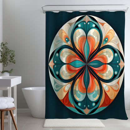 Peaceful Mandala White Shower Curtain | Home Decor Accent