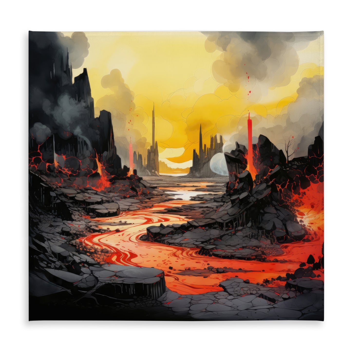 Charred Yellow Indoor Outdoor Tablecloth for Home Decor