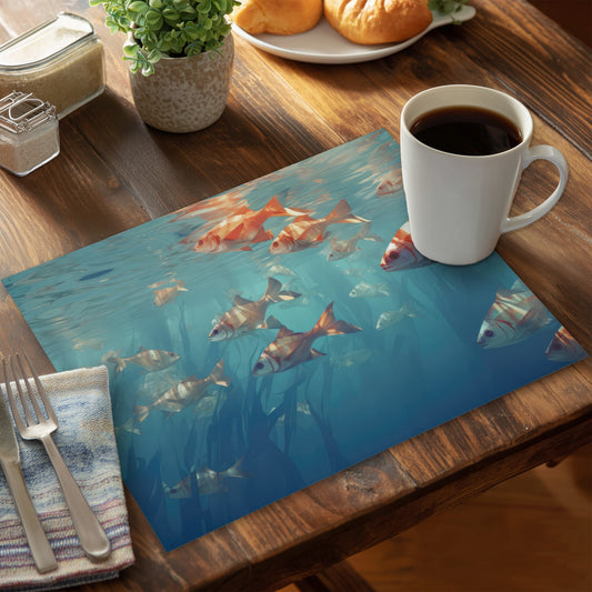 Surface tension - Turquoise Polyester Placemat for Home Decor