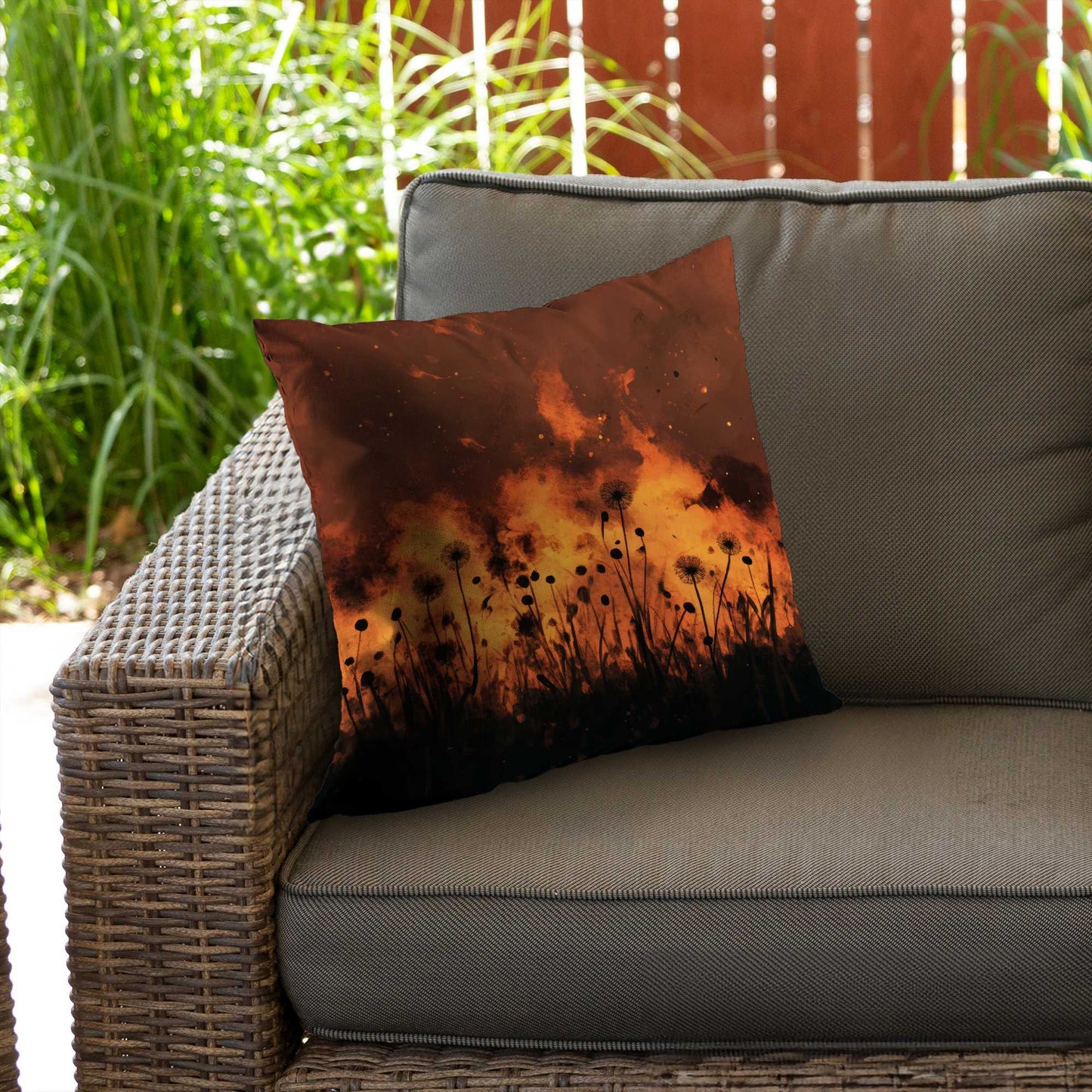 Ablaze Poly Twill Throw Pillow - Stylish Home Decor Accent