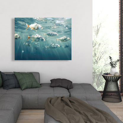 Swimming Peacefully - White Canvas Home Decor | Tranquil Art