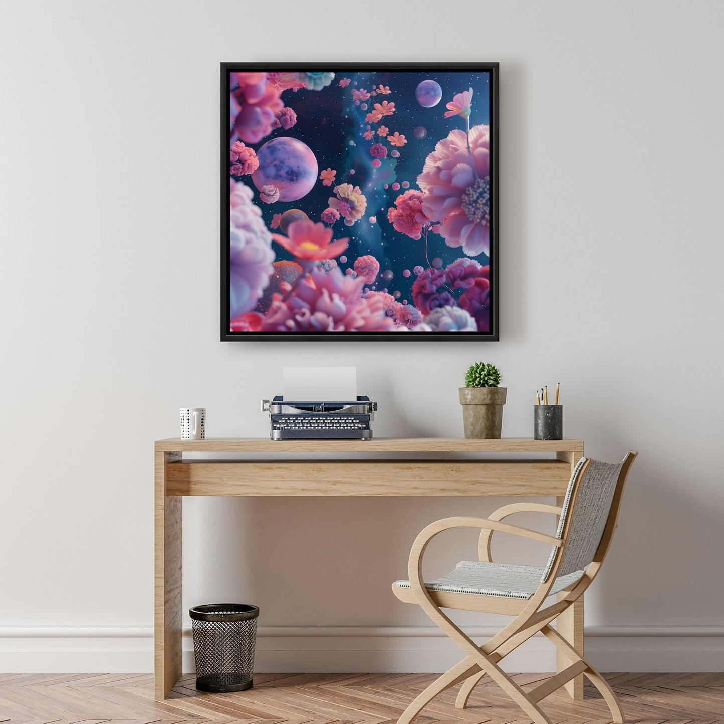Pink void - White Framed Canvas for Elegant Home Decor