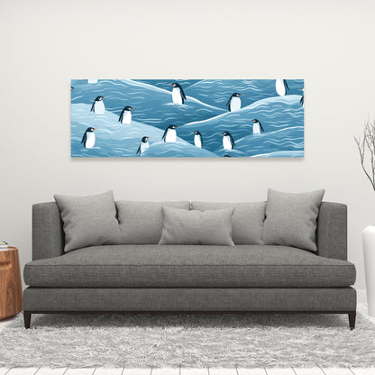 Penguins Wandering - Black Canvas Art for Home Decor