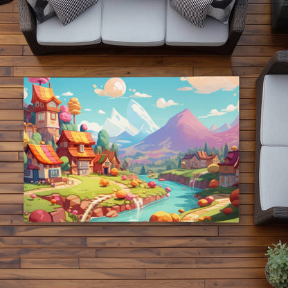 Sweet Town Purple Outdoor Area Rug | Home Decor Essential