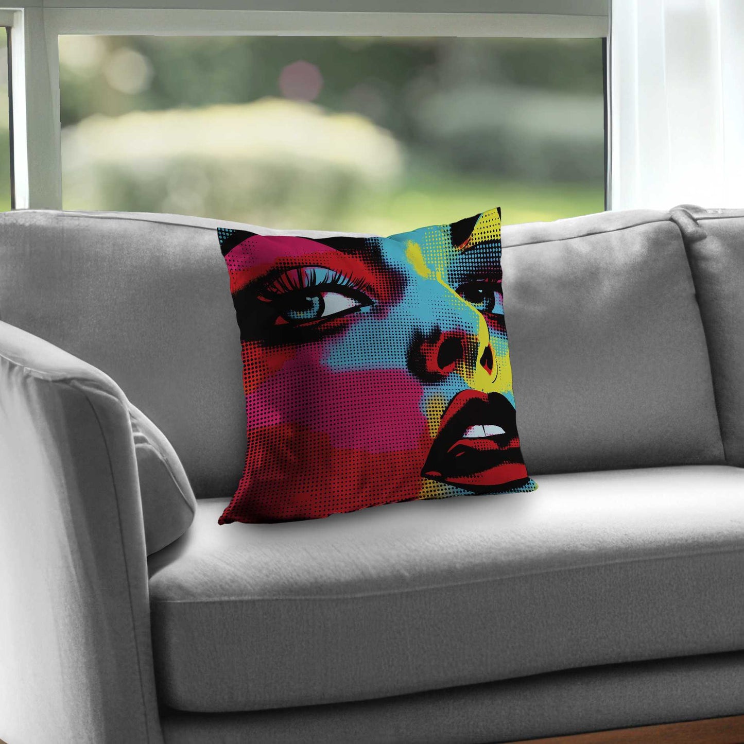 Coussin décoratif en sergé de polyester à motifs de bandes dessinées - Accessoire de décoration élégant pour la maison