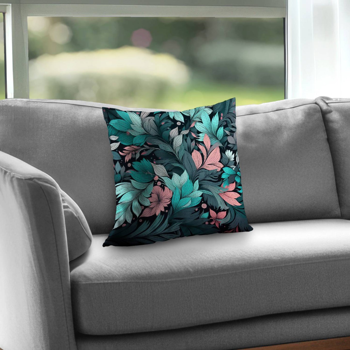 Neon leaves - Throw pillow - Print on demand