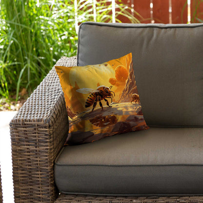 Bee World Poly Twill Throw Pillow - Home Decor Accent Pillow