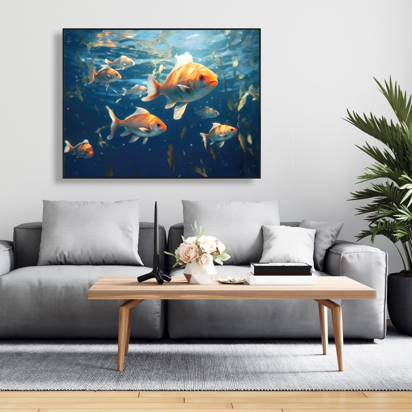 Free Flow - White Framed Canvas for Elegant Home Decor