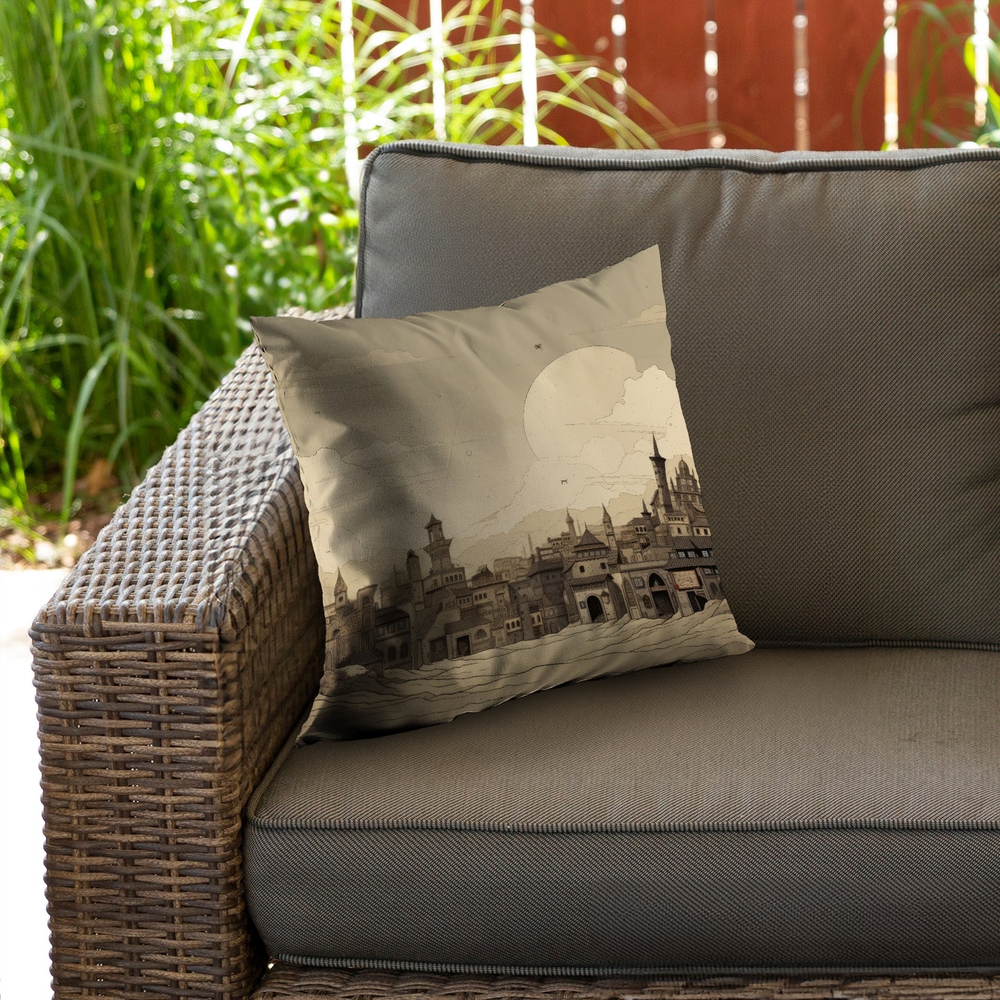 Desert Town Gray Poly Twill Throw Pillow Insert for Home Decor