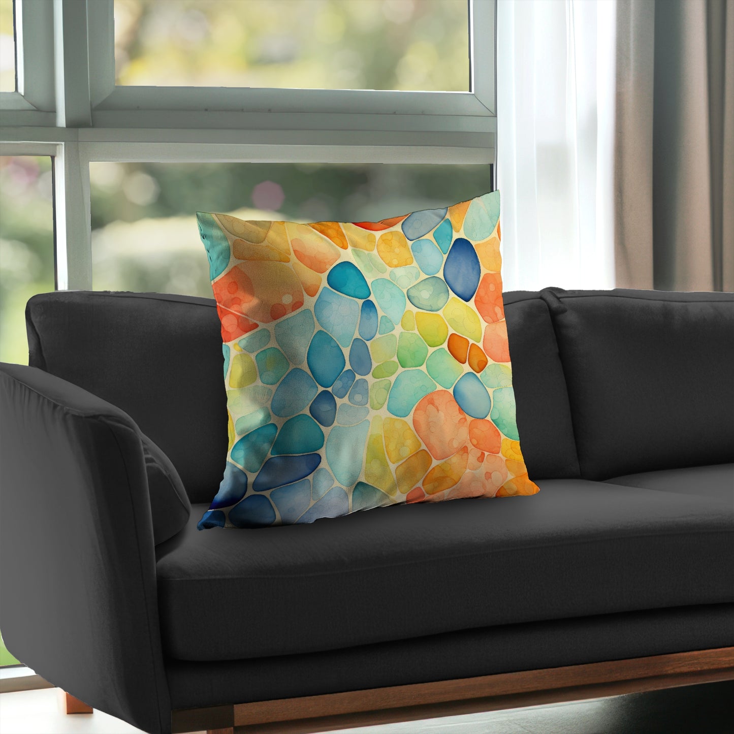 Blobs Blue Poly Twill Throw Pillow Insert for Home Decor