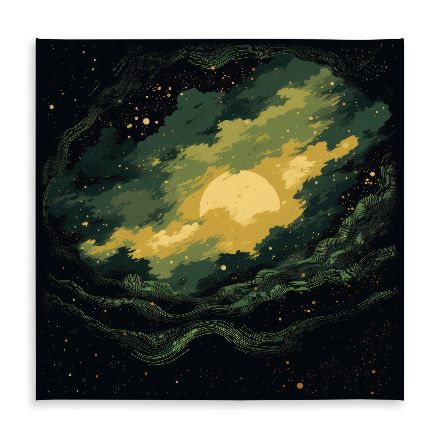 Cloudy Star Yellow Indoor Outdoor Tablecloth for Home Decor