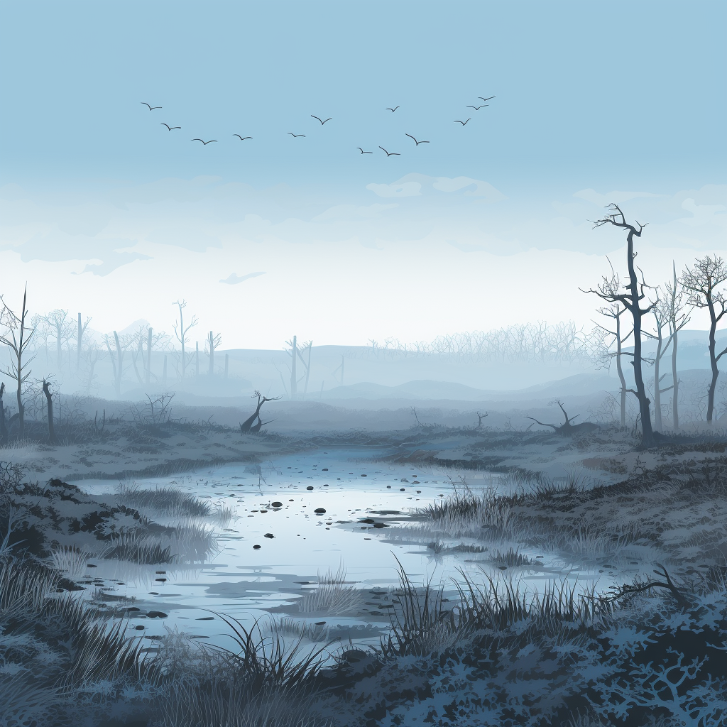 Swampy Lands - Blue Round Outdoor Area Rug for Home Decor