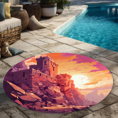 Le Rempart Cadre - Tapis d'extérieur rond pour la décoration intérieure