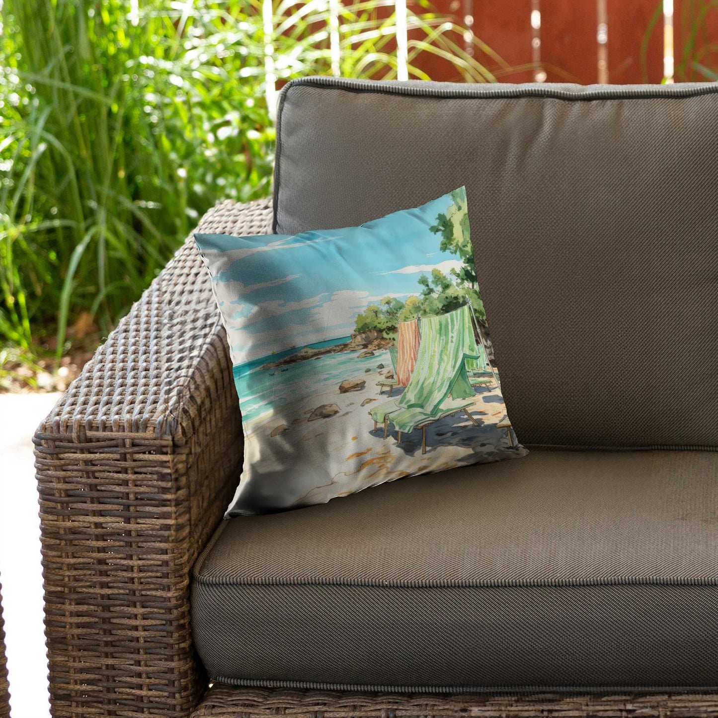 Beach Calm Blue Poly Twill Throw Pillow Insert | Home Decor