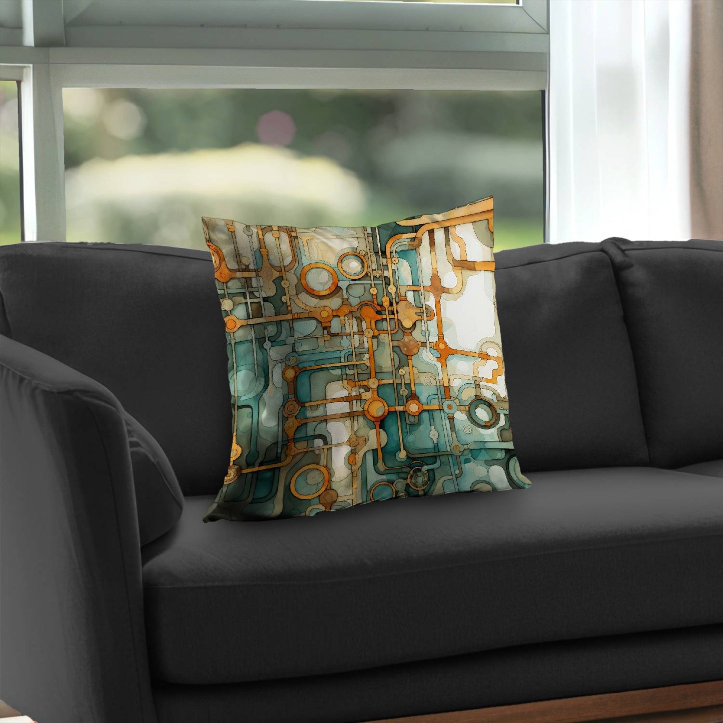 Turns and bends Turquoise Poly Twill Throw Pillow | Decor
