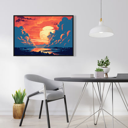 Orange and blue - 36"x36" Framed canvas