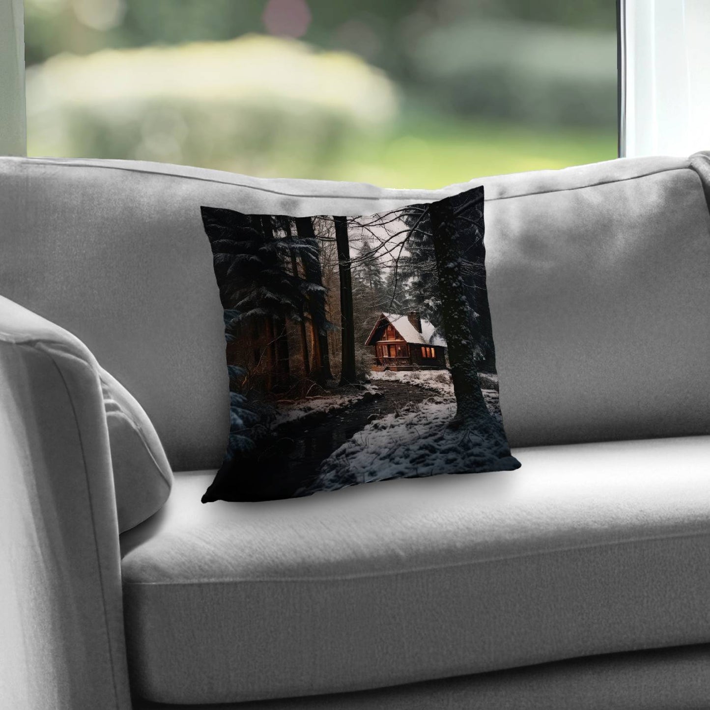 Coussin décoratif en sergé de polyester « Au bord de la rivière » | Décoration d'intérieur élégante