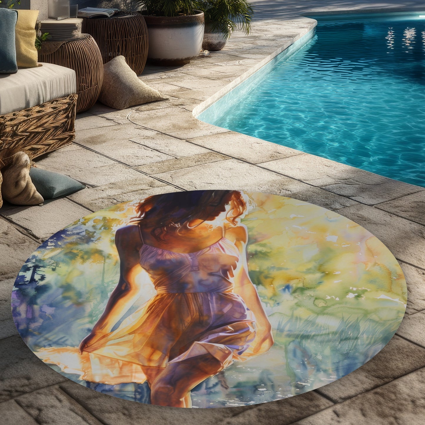 Sorti de l'eau - Tapis d'extérieur rond pour la décoration intérieure