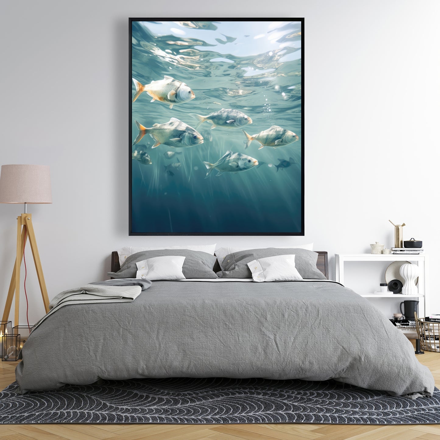 Swimming peacefully - 36"x36" Framed canvas