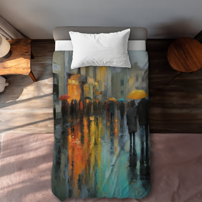Housse de Couette Jour de Pluie | Linge de Lit Déco Maison Douillette